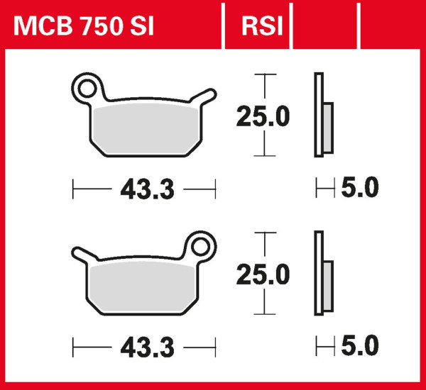 Bremsbelag TRW MCB750RSI Sinter Offroad Racing