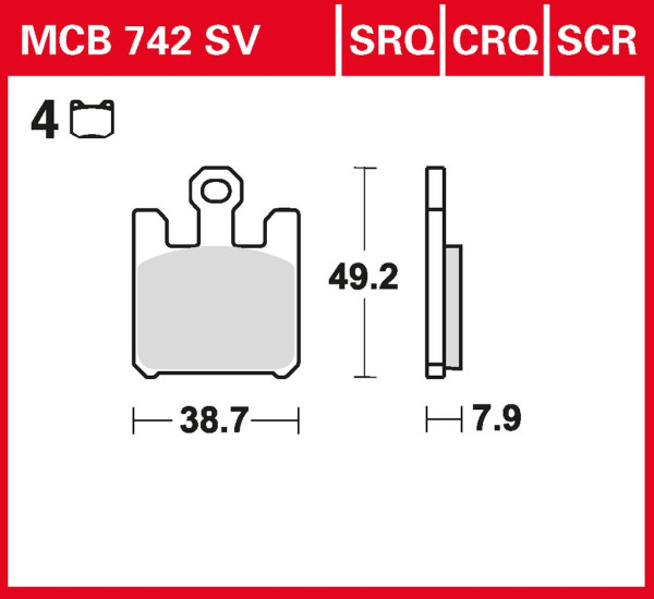 Bremsbelag TRW MCB742TRQ Sinter Racing ABE